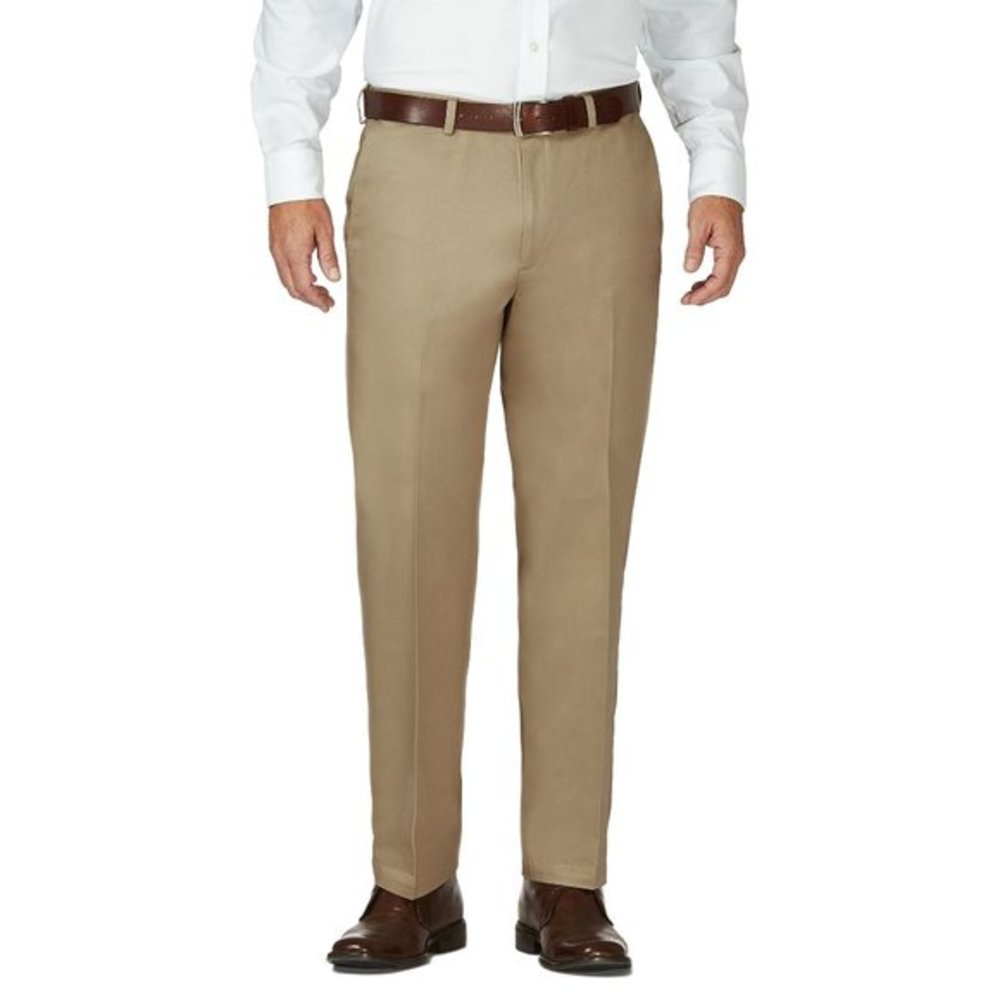 NWT Mens Size 34 34x29 Haggar Flat Front Stretch Khaki Pants NEW